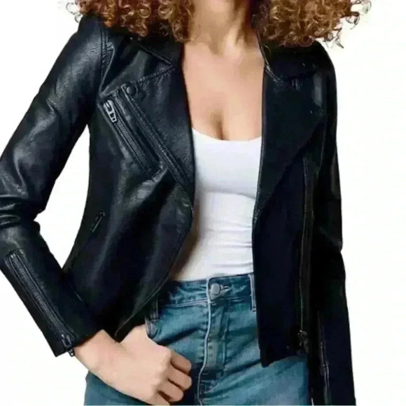 NWT BLANK NYC Vegan Leather Moto Jacket ~ Black ~ XS - Picture 1 of 14